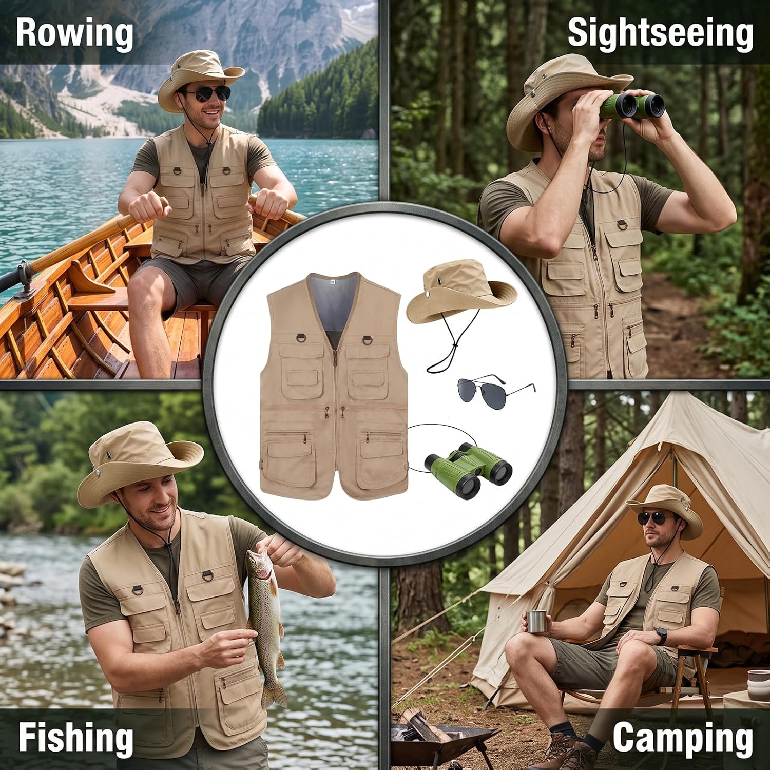 4 Pcs Set Kostum Safari Pria u - Zoo Outdoor Adventure Set ulasan dan harga